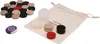 A collection of carrom game pieces and a drawstring bag. Produktbild-Vorschau