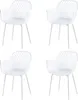 Four white chairs arranged in a grid on a white background. Voir les images du produit