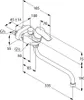 A technical drawing of a faucet with dimensions indicated. Anteprima dell’immagine prodotto