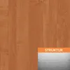 A close-up of a wooden surface with an overlay indicating 'STRUKTUR' and a sample of the texture. Voir les images du produit