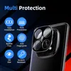 A close-up of a smartphone camera lens protector with feature icons and text. Produktbild-Vorschau