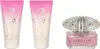 Three cosmetic products, two tubes and one perfume bottle, are arranged on a white background. Anteprima dell’immagine prodotto