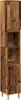 A tall, narrow cabinet with a rustic wood-like finish, standing on four legs against a white background. Náhled obrázku produktu