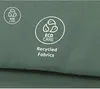 A close-up of green fabric with eco-friendly logos and text. Produktbild-Vorschau