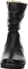 A front view of a black leather boot with a fur lining. Podgląd zdjęcia produktu