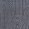 A close-up view of a textured gray rug with a geometric pattern of concentric arcs and vertical lines. Anteprima dell’immagine prodotto