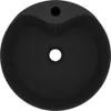 A top-down view of a black ceramic sink with two holes. Náhled obrázku produktu
