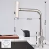 A kitchen faucet with dimensions shown, placed on a countertop next to a sink. Podgląd zdjęcia produktu