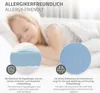 A child sleeping on a bed, with close-up insets showing mattress details. Produktbild-Vorschau