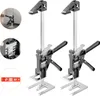 Two identical lifting tools are shown against a white background, with close-up insets of a spring mechanism and a spirit level. Produktbild-Vorschau