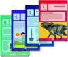 A collage of pages from an advent calendar with educational experiments, featuring illustrations and images of dinosaurs and scientific concepts. Anteprima dell’immagine prodotto
