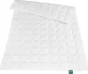 A white duvet and pillow set laid out flat on a white background. Produktbild-Vorschau