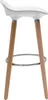 A white and wood bar stool with a silver footrest, isolated on a white background. Produktbild-Vorschau