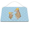 Mr. & Mrs. Panda Schild Bären mit Hut DIN A5 - Blau Pastell Produktbild-Vorschau 2
