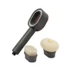 A shower head with two attachments, a brush and a sponge, displayed on a white background. Podgląd zdjęcia produktu