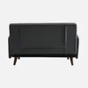 The back view of a dark gray sofa with wooden legs. Produktbild-Vorschau