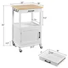 A kitchen cart with dimensions shown, and a separate drawer with dimensions shown. Produktbild-Vorschau