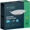 The image shows the packaging of a V-TAC recessed round LED panel light. Náhled obrázku produktu