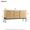 A diagram of a wooden sideboard with dimensions indicated. Anteprima dell’immagine prodotto