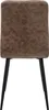 A back view of a brown upholstered chair with black metal legs, isolated on a white background. Podgląd zdjęcia produktu