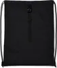 A black drawstring backpack is shown against a white background. Produktbild-Vorschau