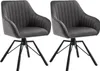 Two dark gray velvet chairs with black metal legs on a white background. Produktbild-Vorschau