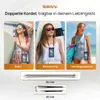 Three women are shown modeling a waterproof phone pouch in different styles. Produktbild-Vorschau