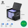 A PEME Quest 40 Liter electric cooler box is shown with its lid open, revealing rows of blue cylindrical batteries inside. Dimensions and capacity are indicated with text and graphics. Anteprima dell’immagine prodotto