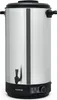 A stainless steel electric kettle with a black lid, handles, and base. It has a digital display and a spigot. Produktbild-Vorschau