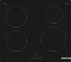 A top-down view of a black induction cooktop with four heating elements. Produktbild-Vorschau