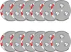 A set of 12 magnetic mounts for smoke detectors, arranged in two rows of six. Produktbild-Vorschau