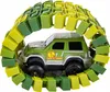 A toy car is inside a circular track made of green and yellow pieces. Produktbild-Vorschau
