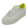 A single white Superga sneaker with yellow accents is shown against a white background. Produktbild-Vorschau