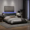 CLORIS Bettgestell mit LED Hellgrau 160x200 cm Stoff Produktbild-Vorschau 4