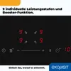 A close-up of a black induction cooktop control panel with red digital displays and icons. Produktbild-Vorschau