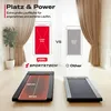 Comparison of two treadmills, highlighting the larger running area of one. Produktbild-Vorschau