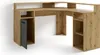 A corner desk with storage compartments and a door, shown against a white background. Produktbild-Vorschau