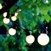 A string of outdoor lights hanging among green leaves. Produktbild-Vorschau
