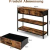 A product image showing a console table with dimensions indicated by text and lines. A separate drawer is shown with its dimensions. Náhľad obrázku produktu