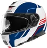 A white motorcycle helmet with blue and red graphics. Podgląd zdjęcia produktu