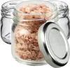 Three small glass jars, one filled with pink salt, with a silver lid in the foreground. Produktbild-Vorschau