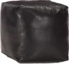 A black leather pouf is shown from a slightly elevated front angle against a white background. Produktbild-Vorschau