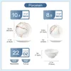 A diagram showing the dimensions and capacity of porcelain plates and bowls. Produktbild-Vorschau