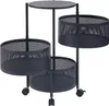 A three-tiered black rolling cart with perforated baskets and a flat top shelf, shown against a white background. Náhľad obrázku produktu