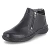 A black leather boot with a zipper on a white background. Voir les images du produit