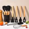 Set de 12 outils de cuisine en silicone avec manche en bois Voir les images du produit 12