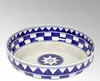 Küchenkaro Schale Keramik, handgemalt creme/blau, D 28 cm, Produktbild-Vorschau 1