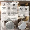 A dining room setting with chairs, a table, and informational overlays about cleaning. Produktbild-Vorschau
