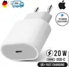 A white Apple 20W USB-C power adapter is shown against a white background, with various marketing icons and text. Produktbild-Vorschau