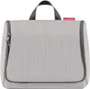 A gray toiletry bag with a handle and zippers. Produktbild-Vorschau